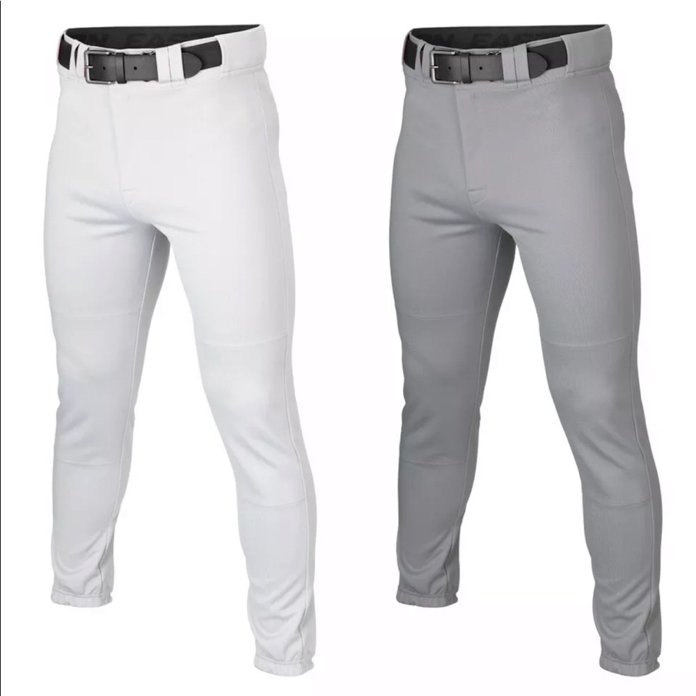 2 Easton Rival + Pro Taper Youth Solid Baseball Pants Elastic Bottom GREY&WHITE